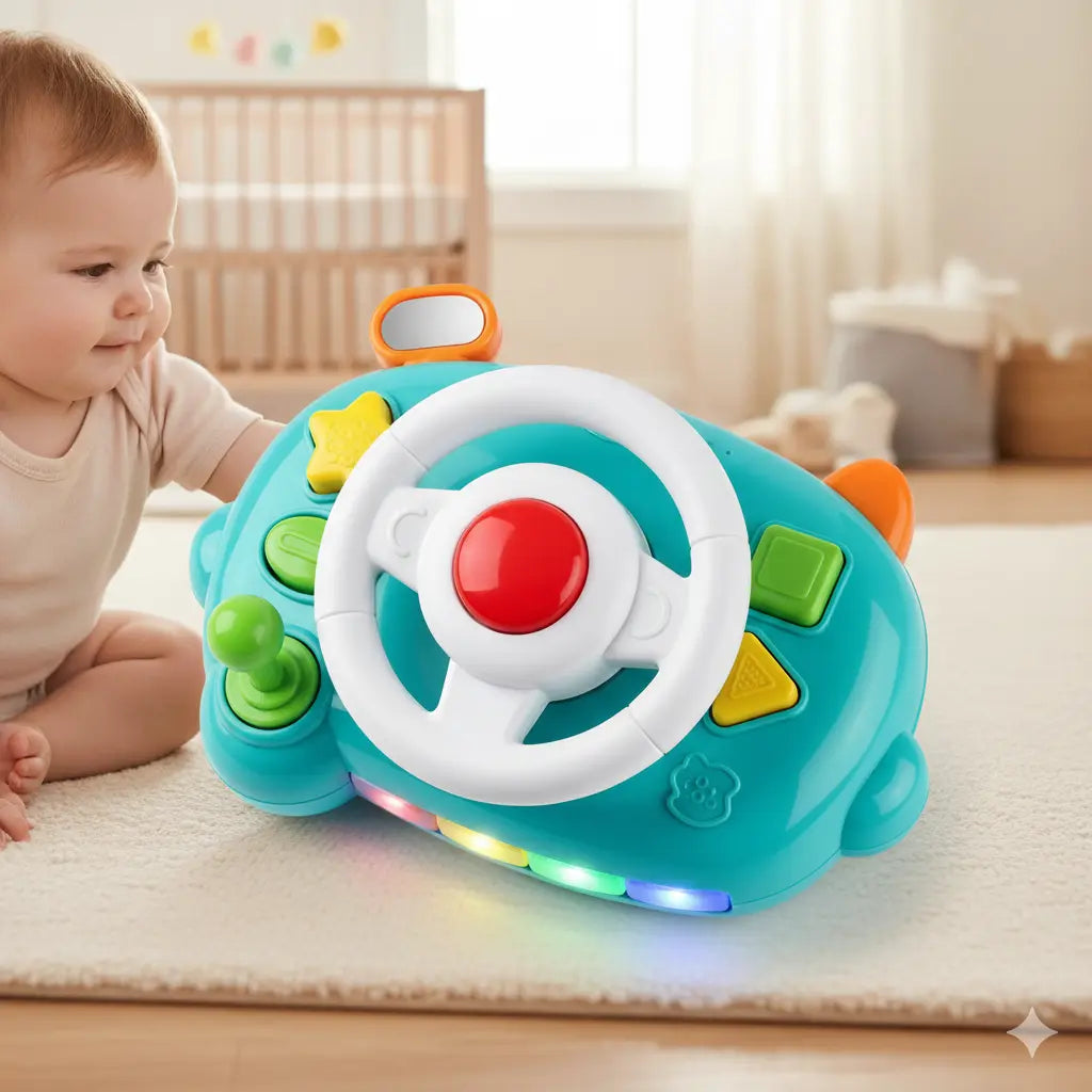 Brinquedo Sensorial Montessori com Volante Golfinho Xadrez