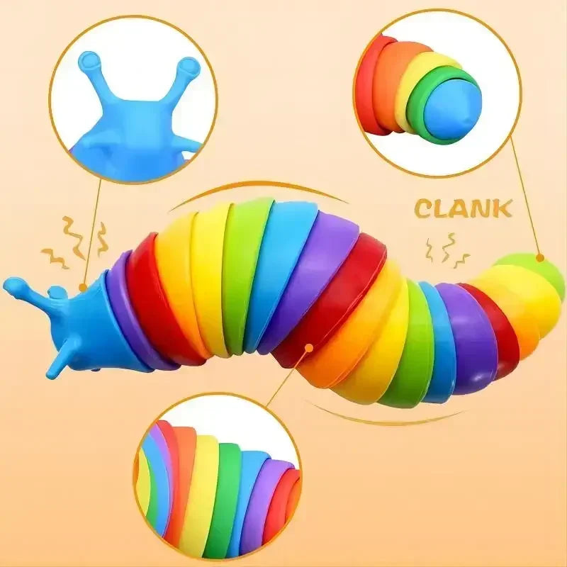 Fidget Slug – Brinquedo Sensorial Colorido para Alívio de Estresse