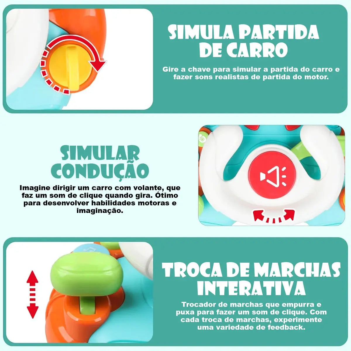 Brinquedo Sensorial Montessori com Volante - Golfinho Xadrez