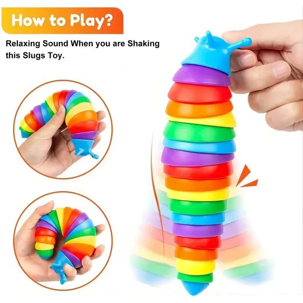 Fidget Slug – Brinquedo Sensorial Colorido para Alívio de Estresse