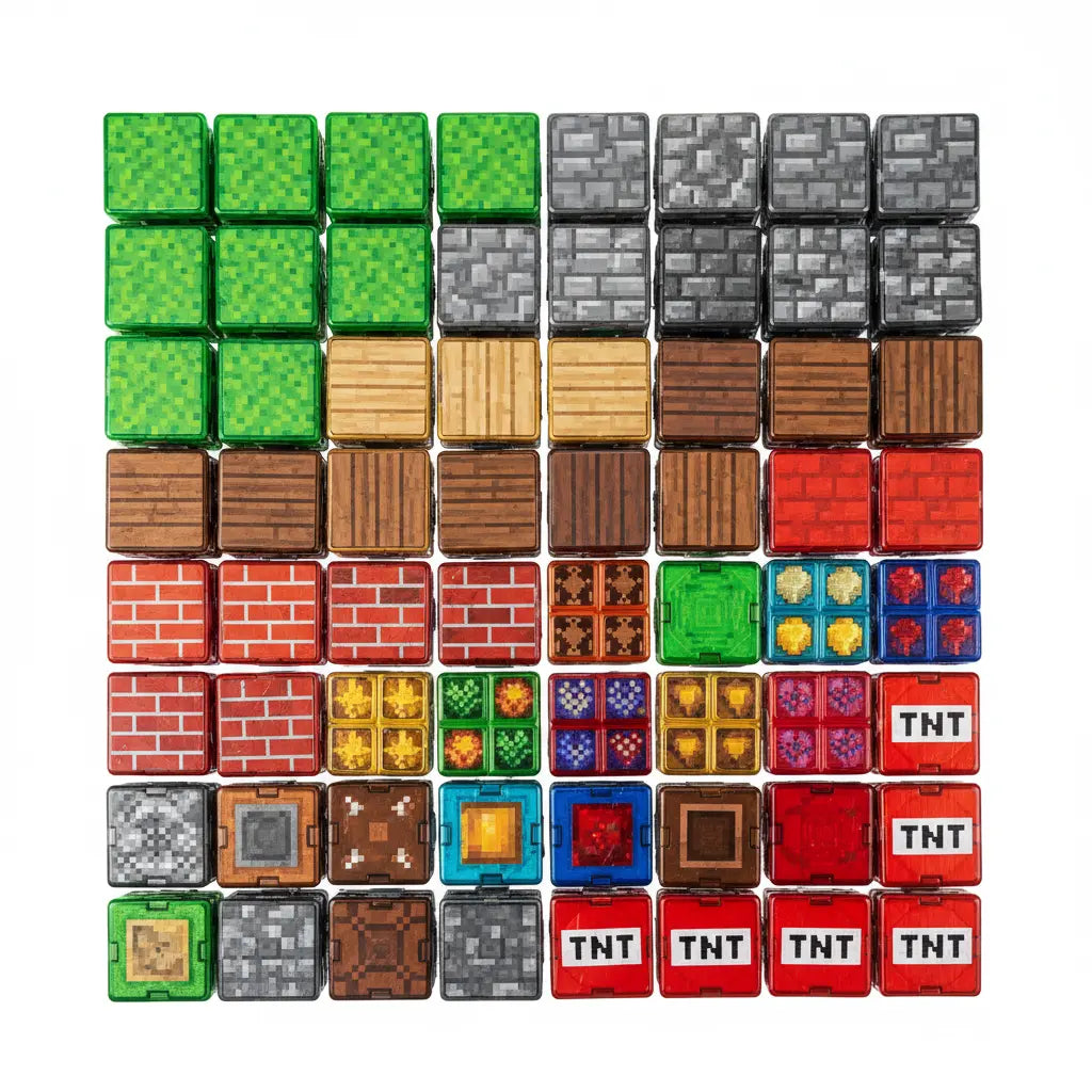 Conjunto de Blocos Magnéticos Mine World Golfinho Xadrez