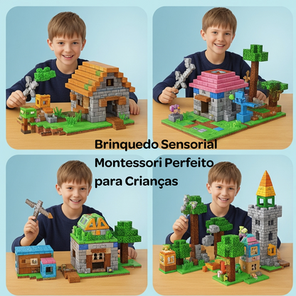 Conjunto de Blocos Magnéticos Mine World
