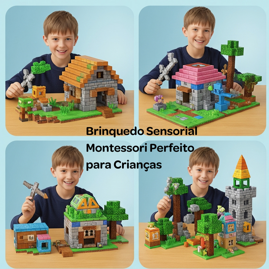 Conjunto de Blocos Magnéticos Mine World