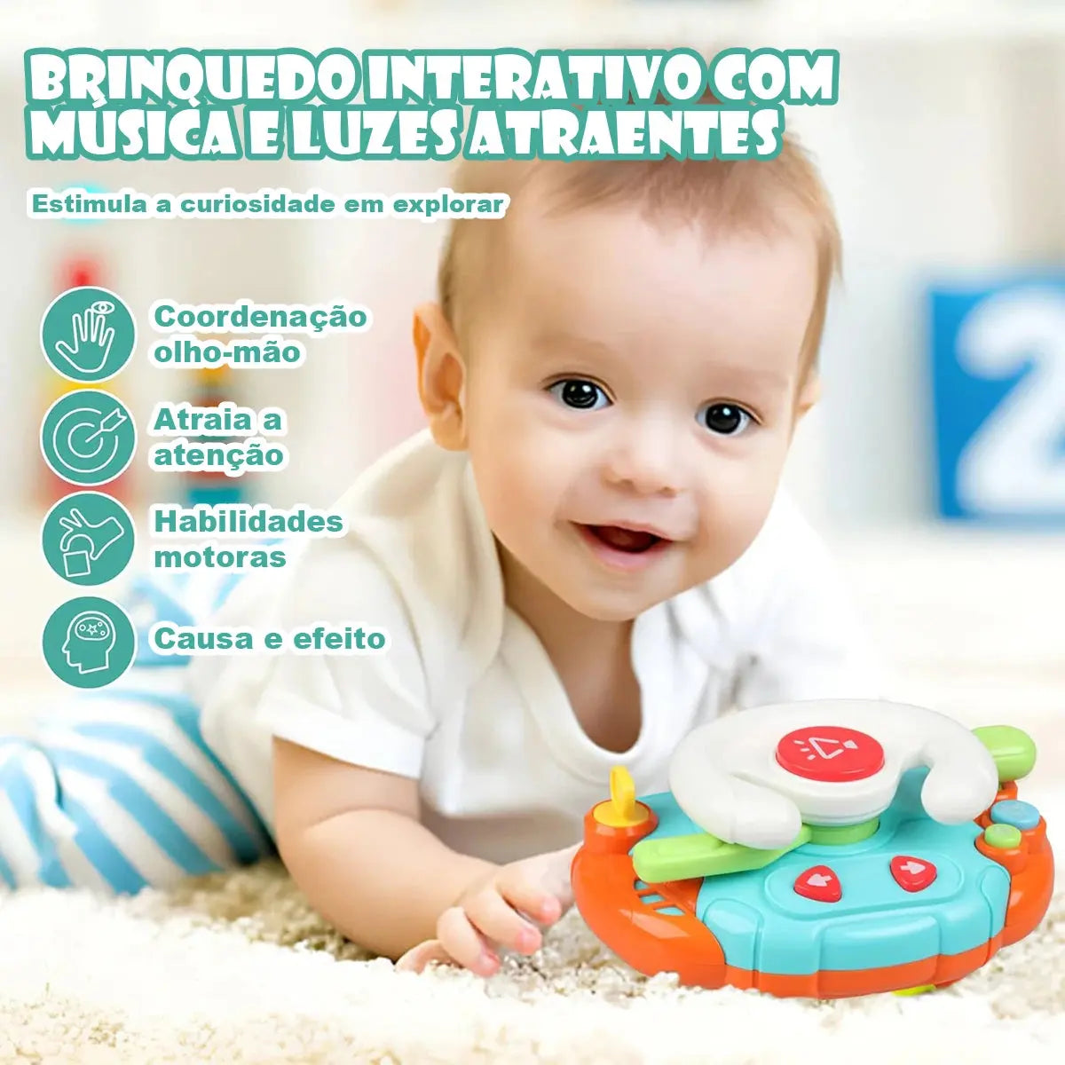 Brinquedo Sensorial Montessori com Volante - Golfinho Xadrez