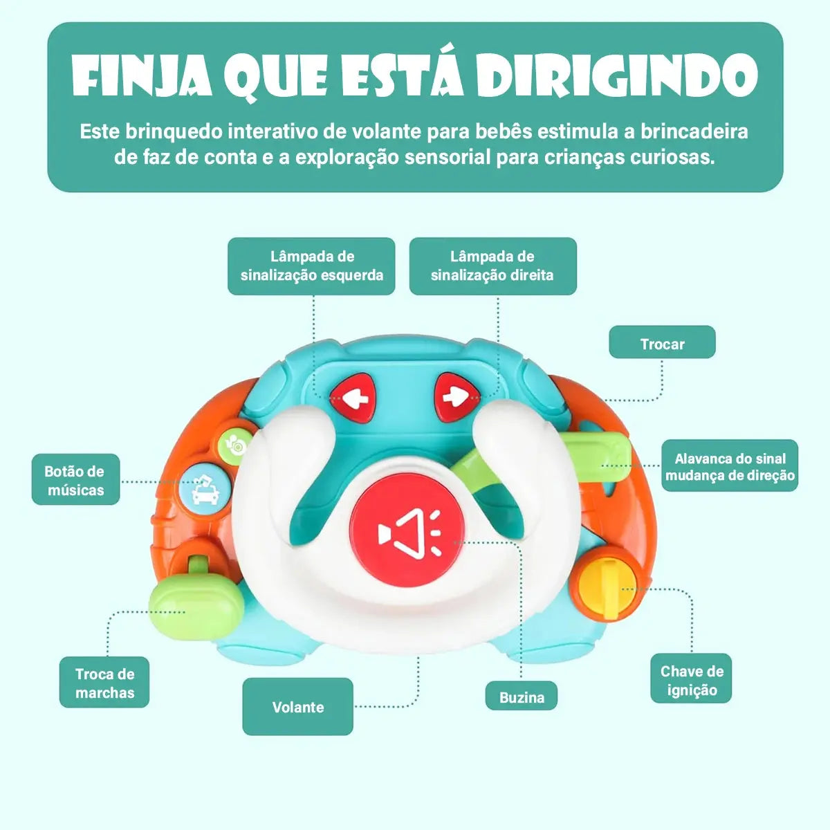 Brinquedo Sensorial Montessori com Volante - Golfinho Xadrez