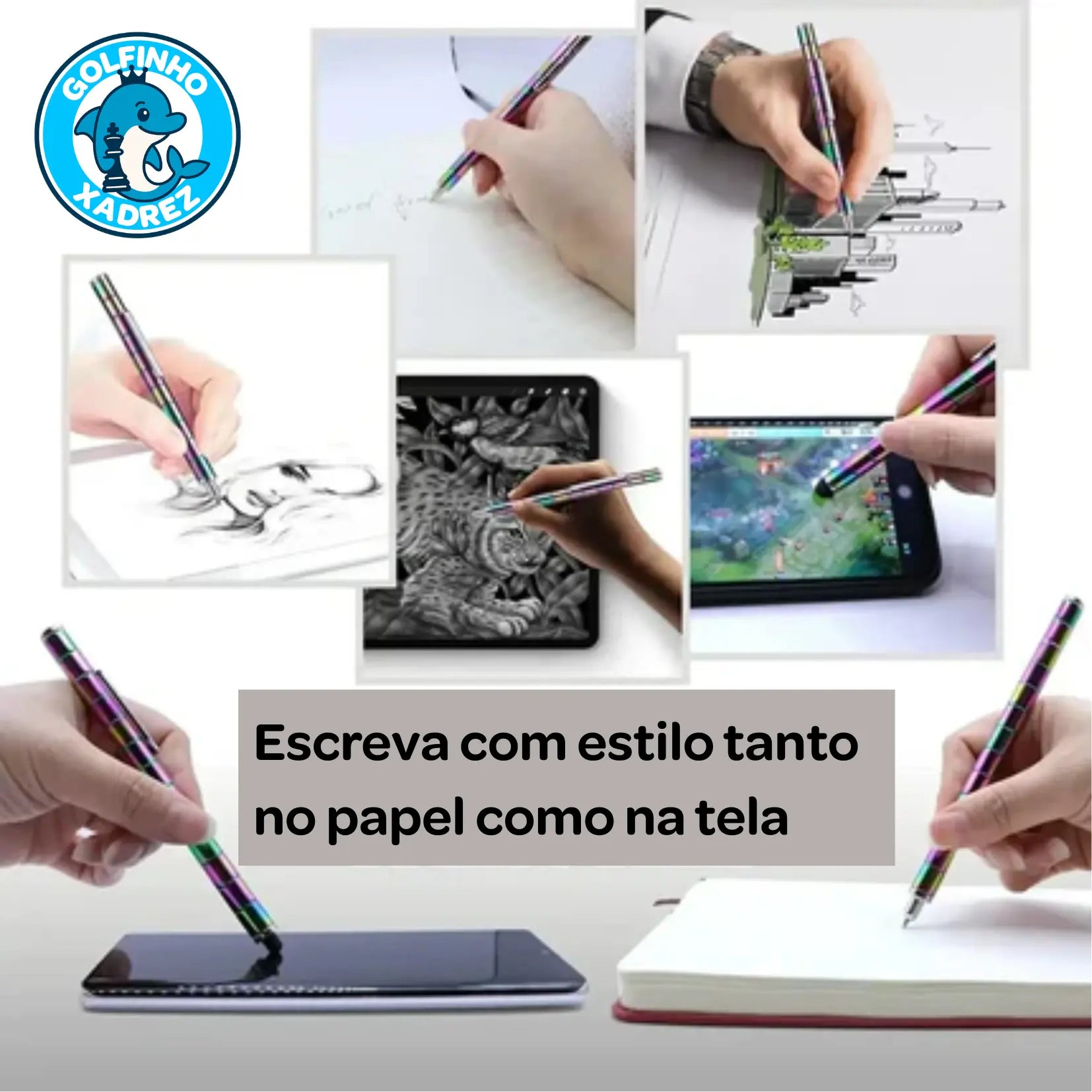 Caneta Magnética Anti-Estresse MagniPen - Golfinho Xadrez