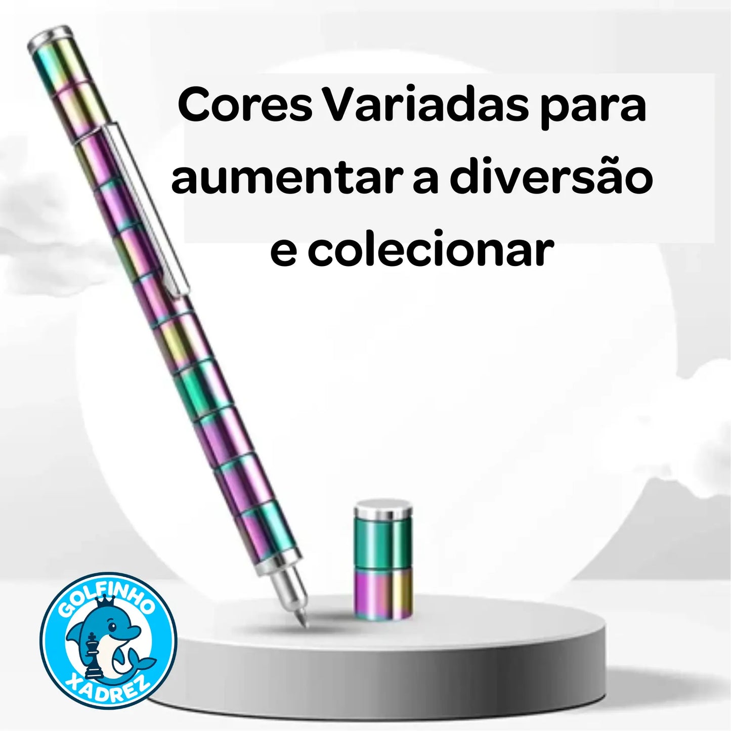 Caneta Magnética Anti-Estresse MagniPen - Golfinho Xadrez