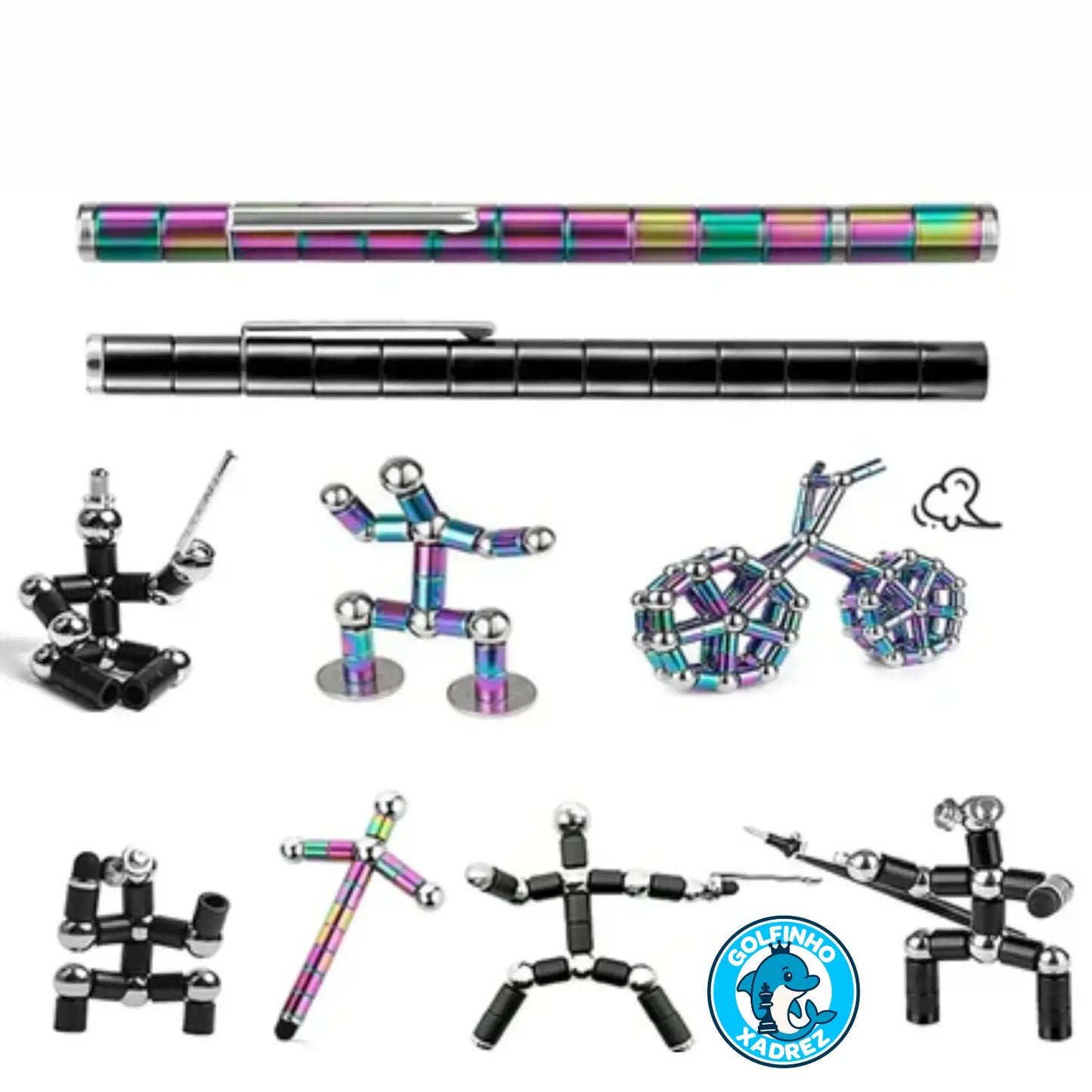 Caneta Magnética Anti-Estresse MagniPen - Golfinho Xadrez