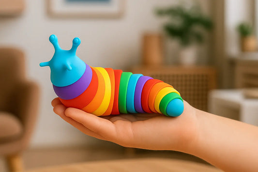 Fidget Slug – Brinquedo Sensorial Colorido para Alívio de Estresse Golfinho Xadrez