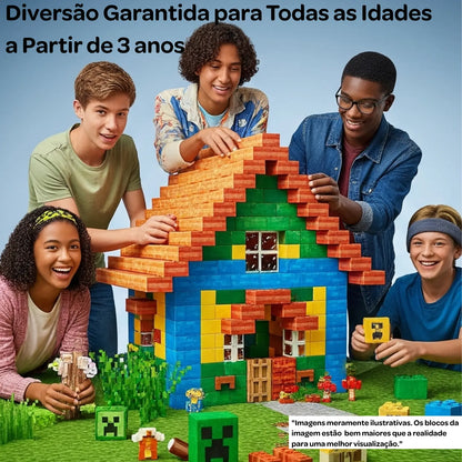 Conjunto de Blocos Magnéticos Mine World - Golfinho Xadrez