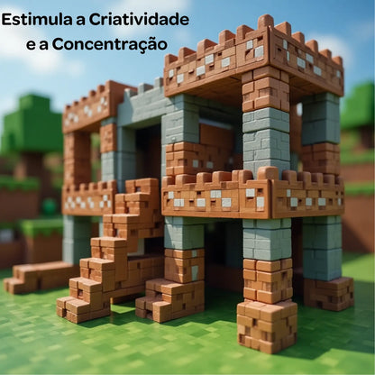 Conjunto de Blocos Magnéticos Mine World - Golfinho Xadrez