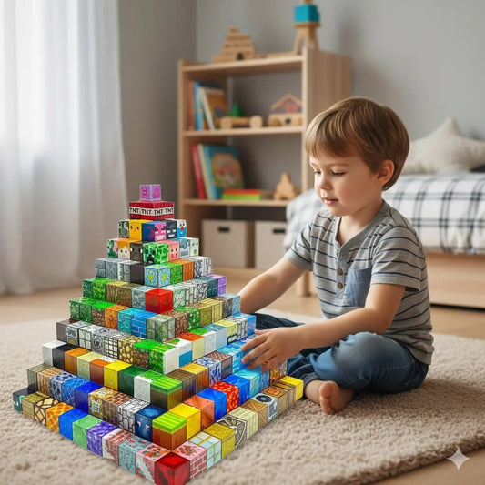 Conjunto de Blocos Magnéticos Mine World Golfinho Xadrez