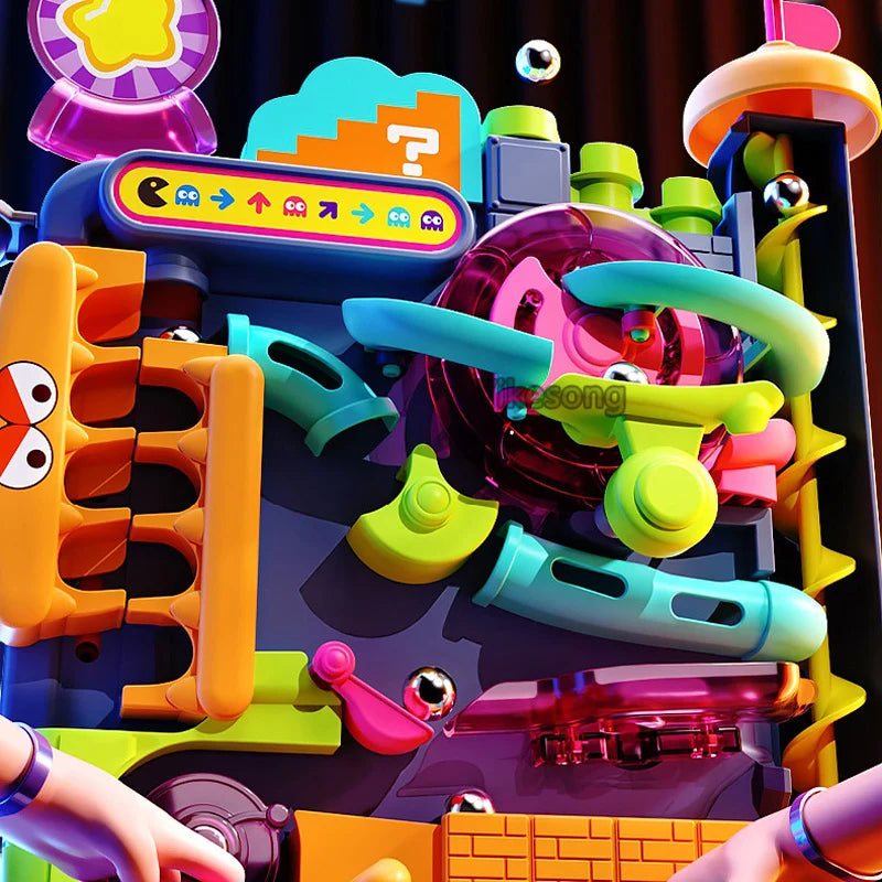 Jogo de Aventura Montessori com Pista e Bola de Rolo