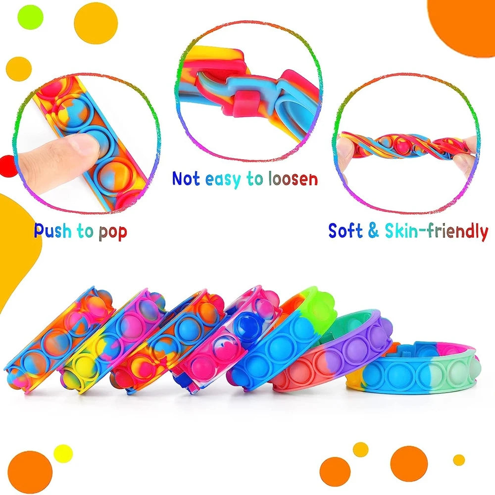 Pulseira Fidget Pop Sensorial de Alívio (12 Unidades)