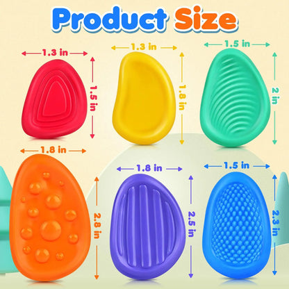 Kit 6x Pedras Sensoriais de Silicone Texturizadas