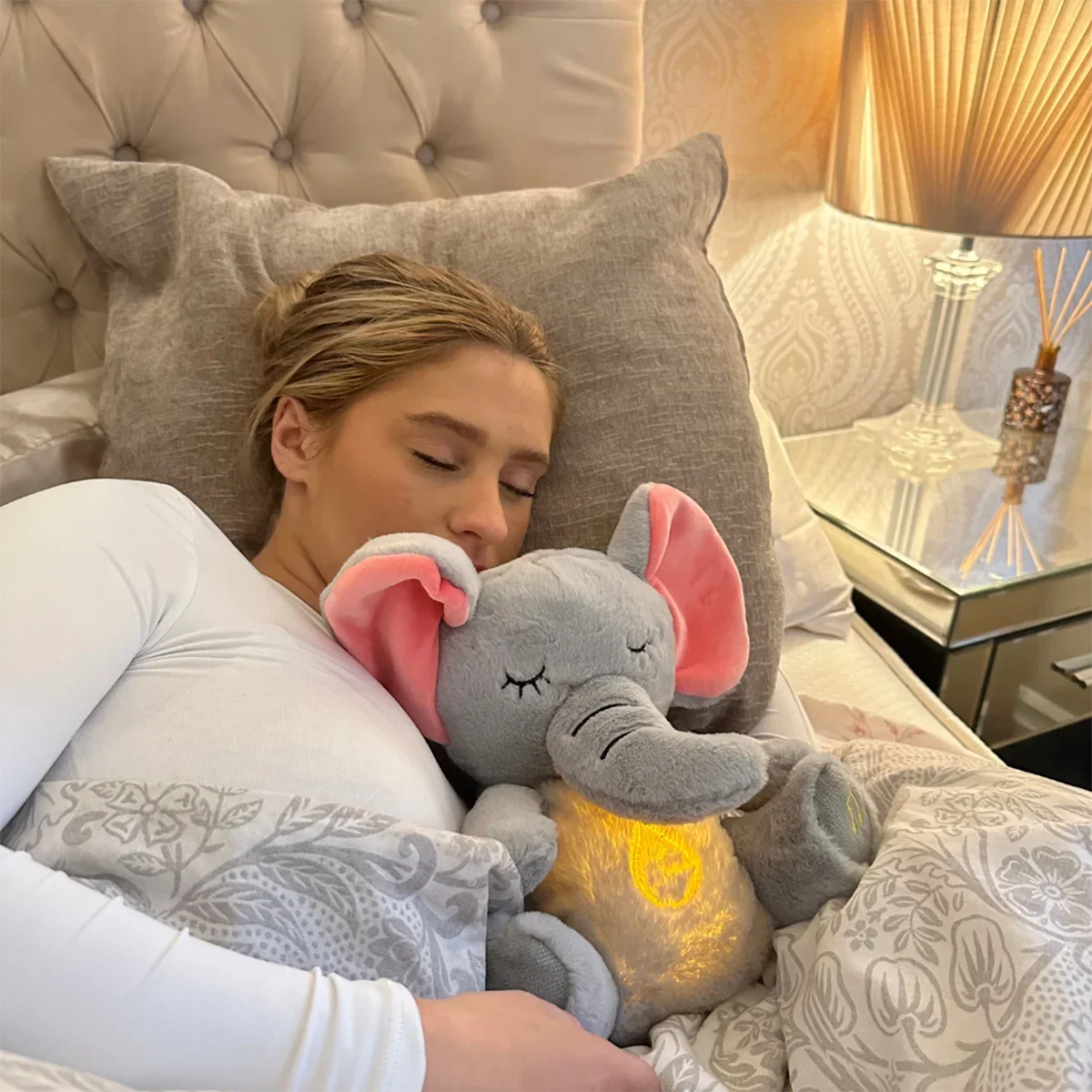 Elefante de Pelúcia Sensorial com 4 Modos de Respiração