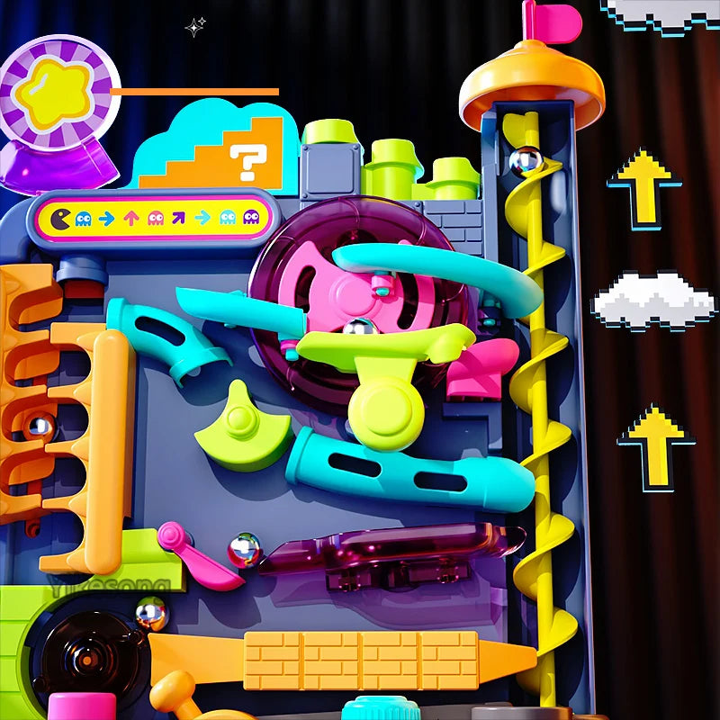 Jogo de Aventura Montessori com Pista e Bola de Rolo