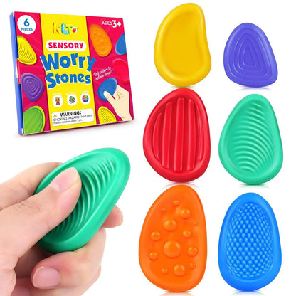 Kit 6x Pedras Sensoriais de Silicone Texturizadas