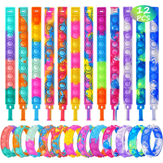 Pulseira Fidget Pop Sensorial de Alívio (12 Unidades)