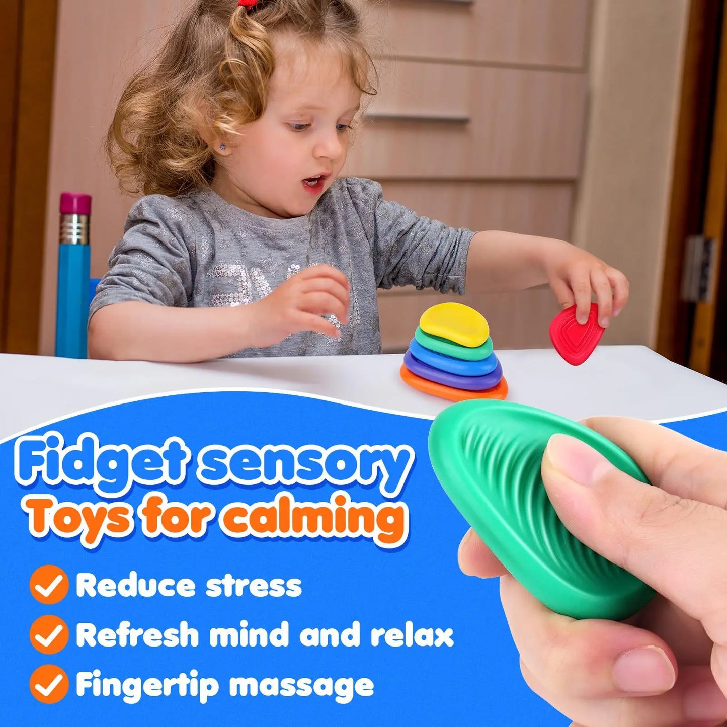 Kit 6x Pedras Sensoriais de Silicone Texturizadas