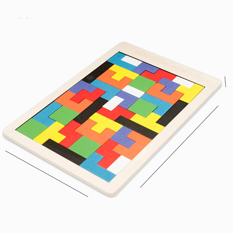 Tangram Montessori em Madeira e Blocos de Aprendizagem