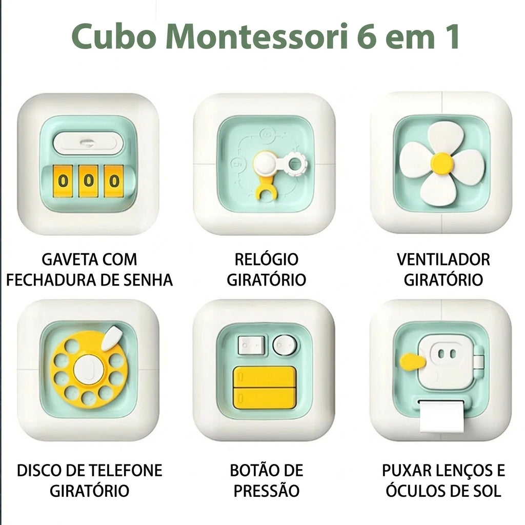 Cubo Sensorial Montessori 6 em 1