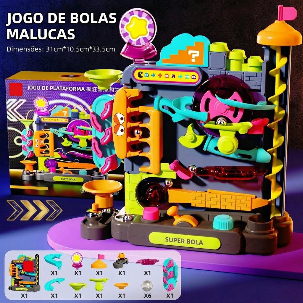 Jogo de Aventura Montessori com Pista e Bola de Rolo