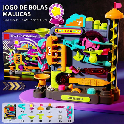 Jogo de Aventura Montessori com Pista e Bola de Rolo