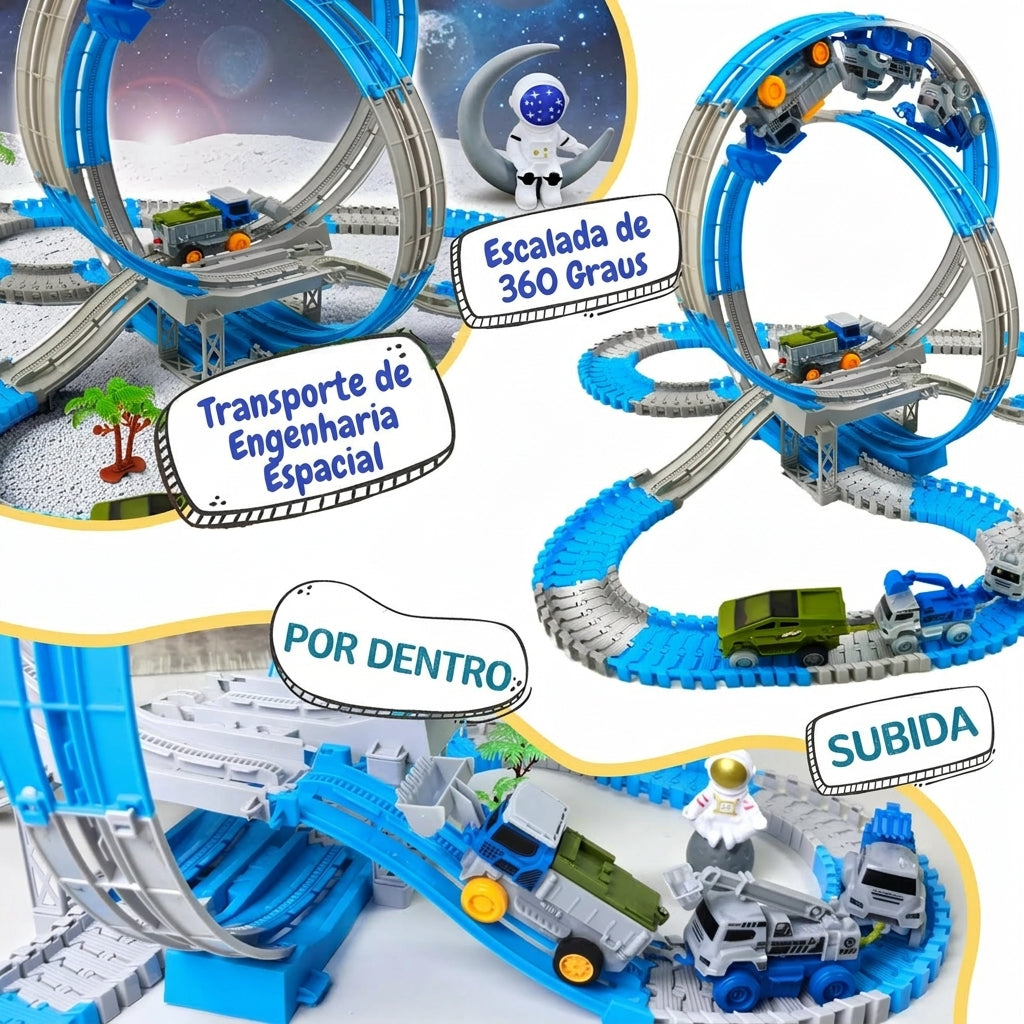 Pista Espacial Flexível com Carro de Engenharia Elétrico