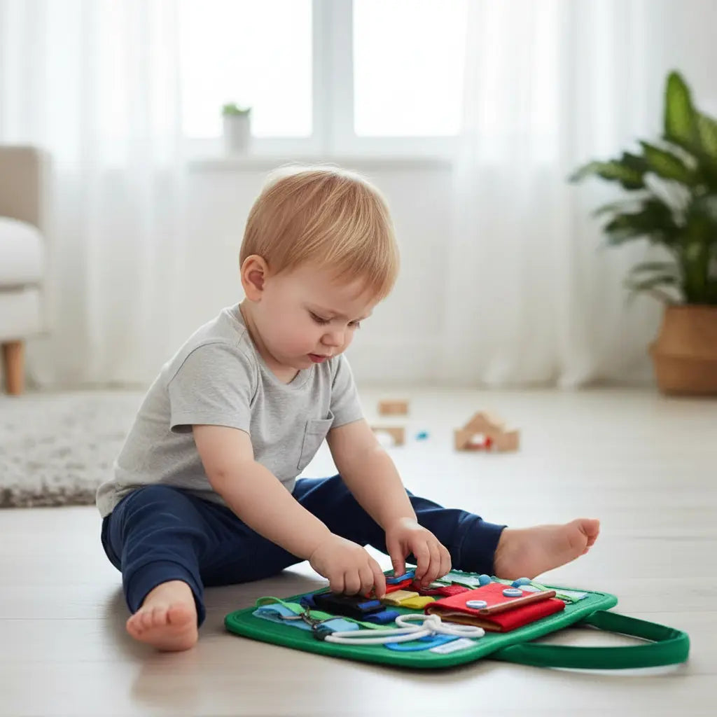 Placa Sensorial Montessori Dobrável Golfinho Xadrez