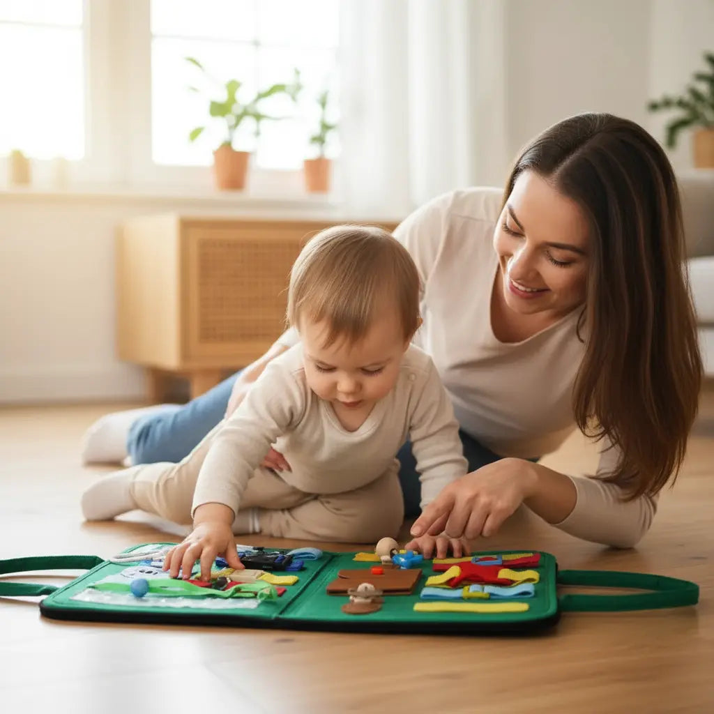 Placa Sensorial Montessori Dobrável Golfinho Xadrez