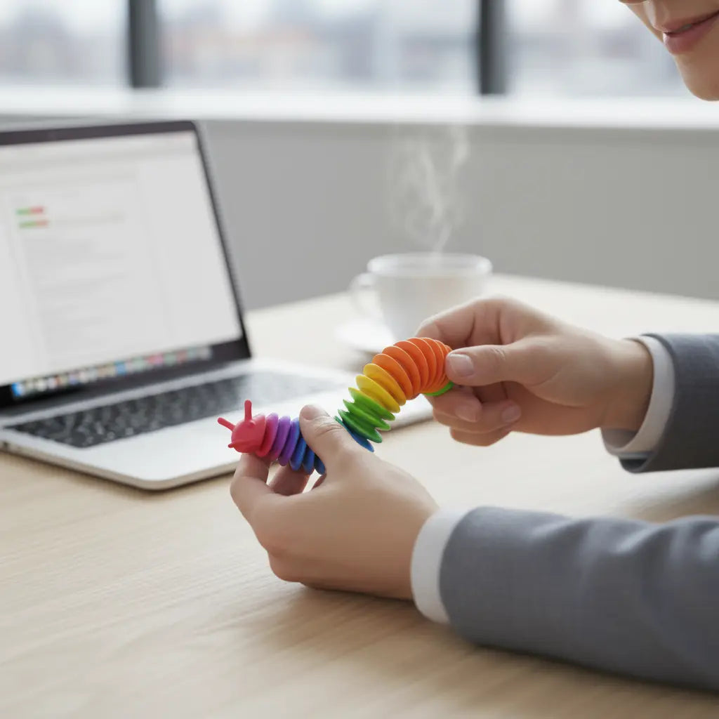 Fidget Slug – Brinquedo Sensorial Colorido para Alívio de Estresse Golfinho Xadrez