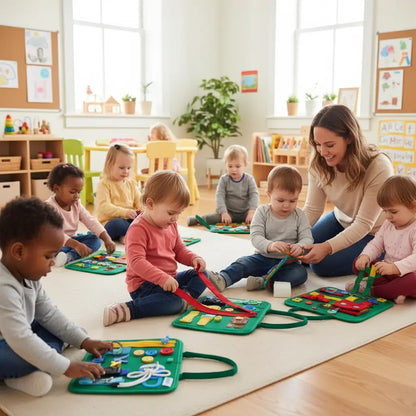 Placa Sensorial Montessori Dobrável Golfinho Xadrez