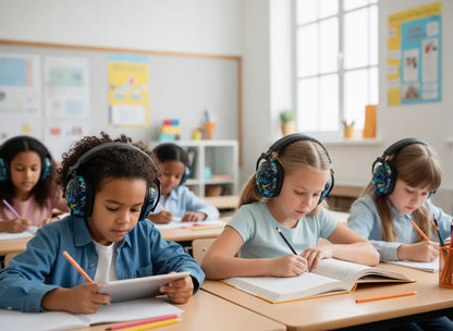 Fones de Ouvido com Redução de Ruído para Crianças Golfinho Xadrez