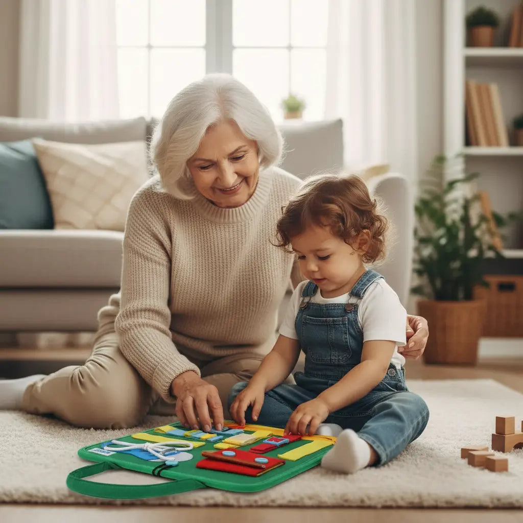 Placa Sensorial Montessori Dobrável Golfinho Xadrez