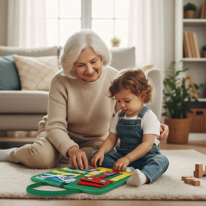 Placa Sensorial Montessori Dobrável Golfinho Xadrez