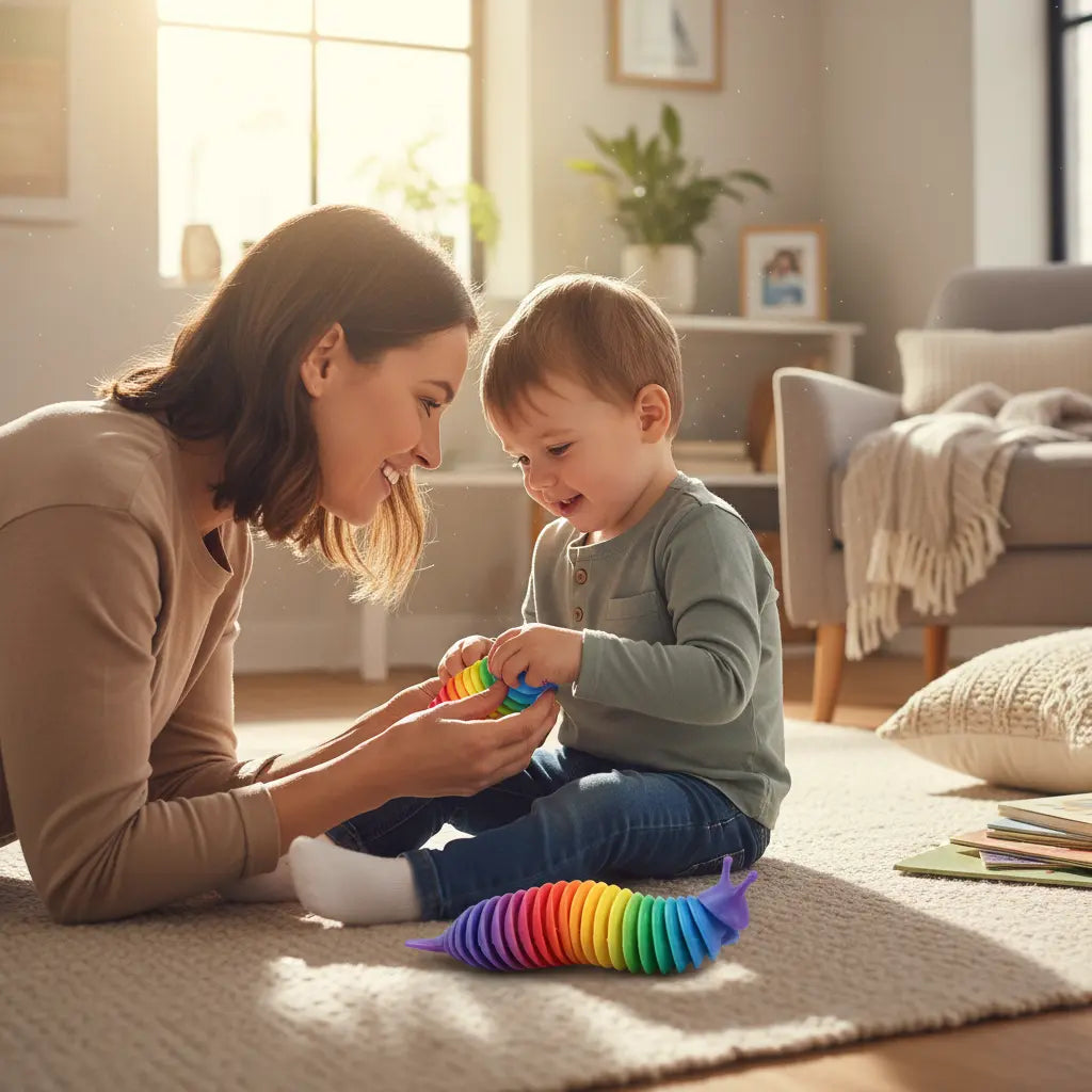 Fidget Slug – Brinquedo Sensorial Colorido para Alívio de Estresse Golfinho Xadrez