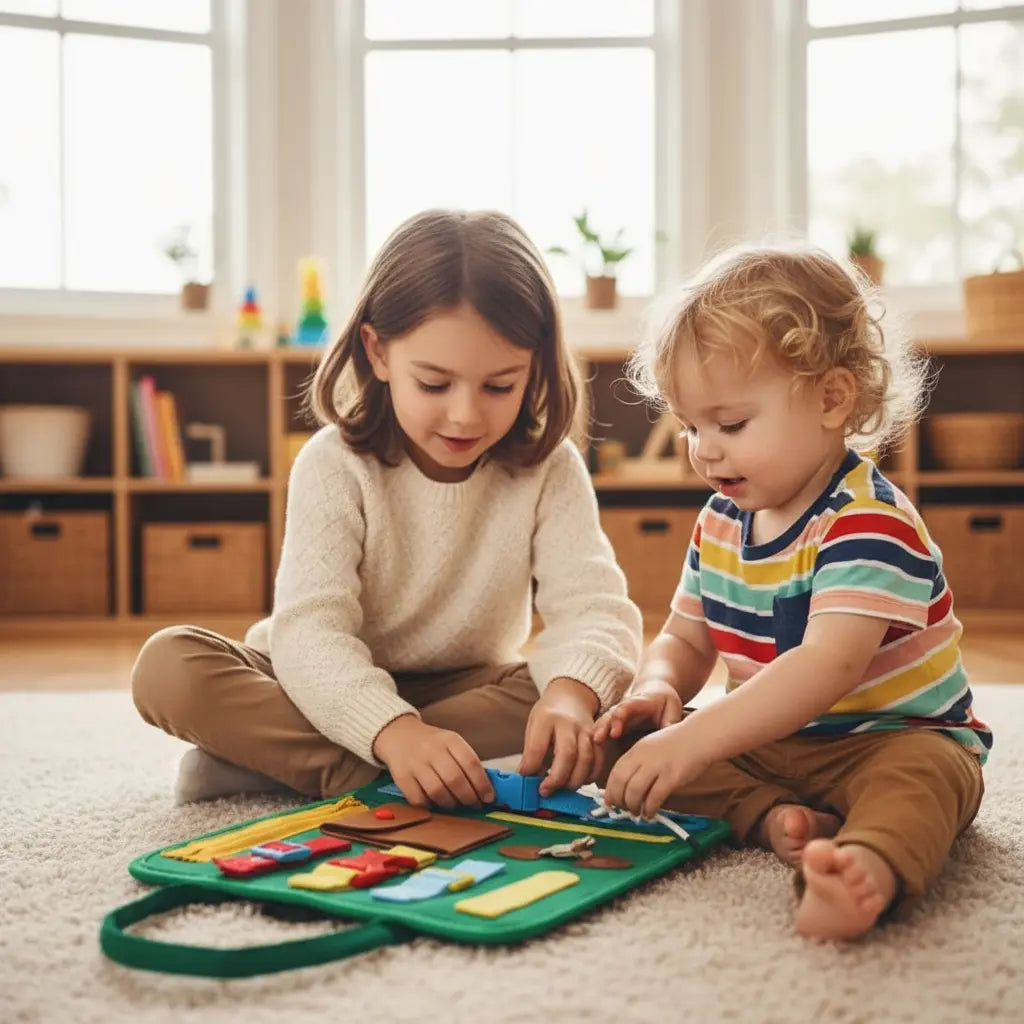 Placa Sensorial Montessori Dobrável Golfinho Xadrez