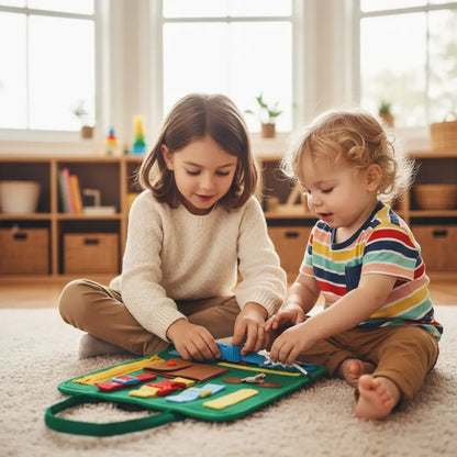 Placa Sensorial Montessori Dobrável Golfinho Xadrez
