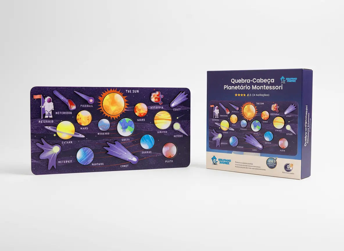 Quebra-Cabeça Planetário Montessori Golfinho Xadrez