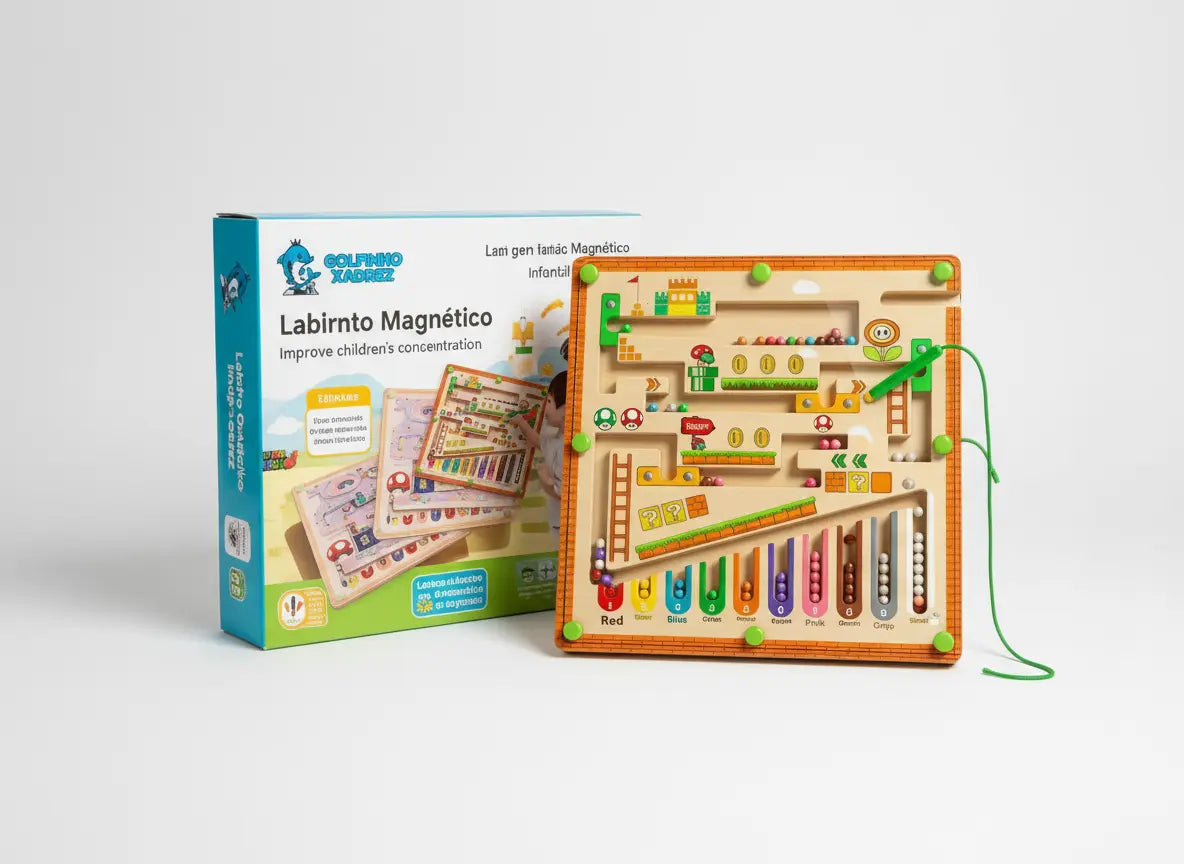 Labirinto Magnético Infantil Golfinho Golfinho Xadrez