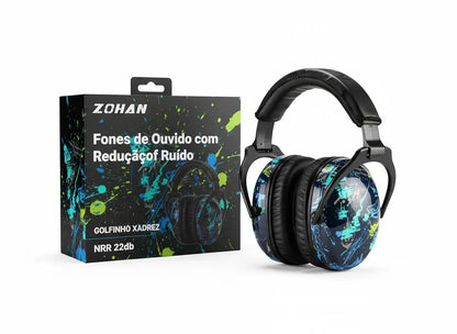 Fones de Ouvido com Redução de Ruído para Crianças Golfinho Xadrez