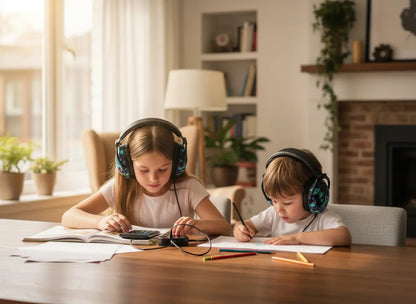 Fones de Ouvido com Redução de Ruído para Crianças Golfinho Xadrez