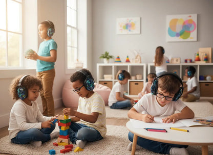 Fones de Ouvido com Redução de Ruído para Crianças Golfinho Xadrez